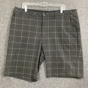 Travis Mathew Hybrid Golf Short Men 38 Stretch Tartan Plaid Gray Performance